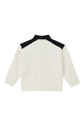 Color Block Zip-Up Cotton Sweatshirt